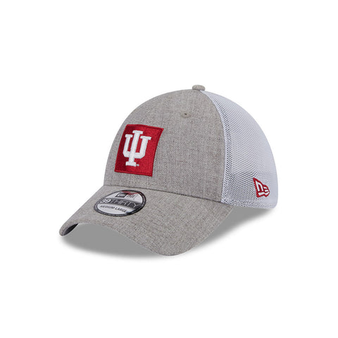 Indiana Hoosiers Primary Logo Heathered Mesh Back Flex Hat in Grey - Front View