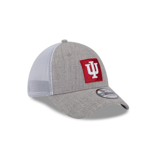 Indiana Hoosiers Primary Logo Heathered Mesh Back Flex Hat in Grey - Front View
