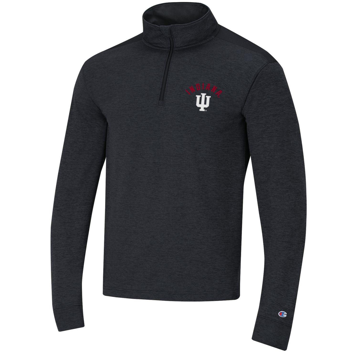 Indiana Hoosiers 2 Tone 1/4 Zip in Black - Front View
