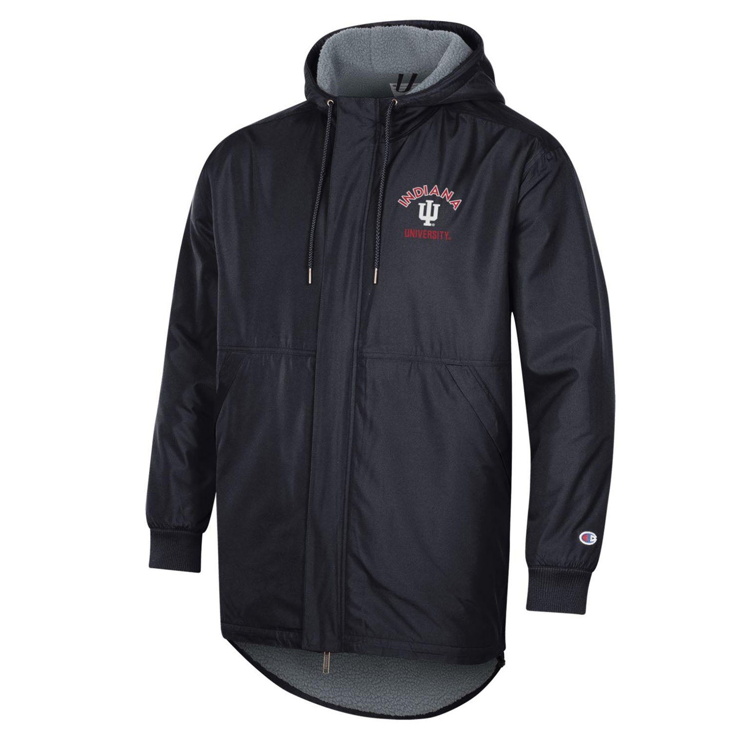 Indiana Hoosiers Super Fan Stadium Full Zip Jacket in Black - Front View