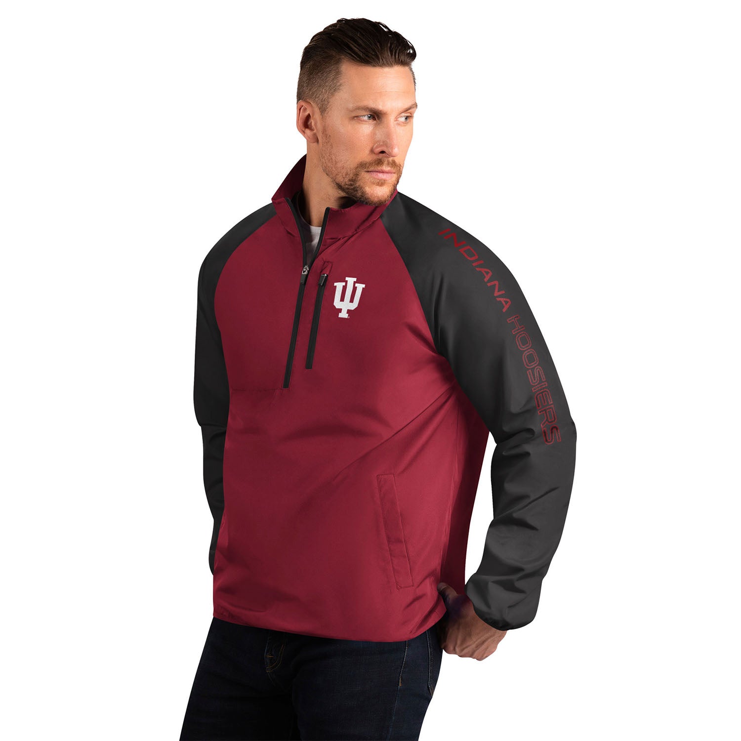 Indiana Hoosiers Point Guard 1/2 Zip Jacket in Crimson - Front View