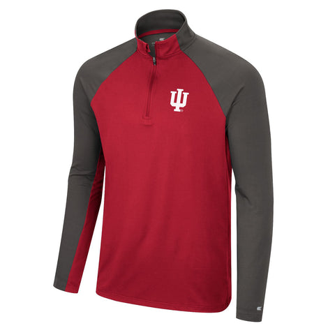 Indiana Hoosiers Two Yutes Wind shirt 1/4 Zip Jacket in Crimson and Grey - Front View