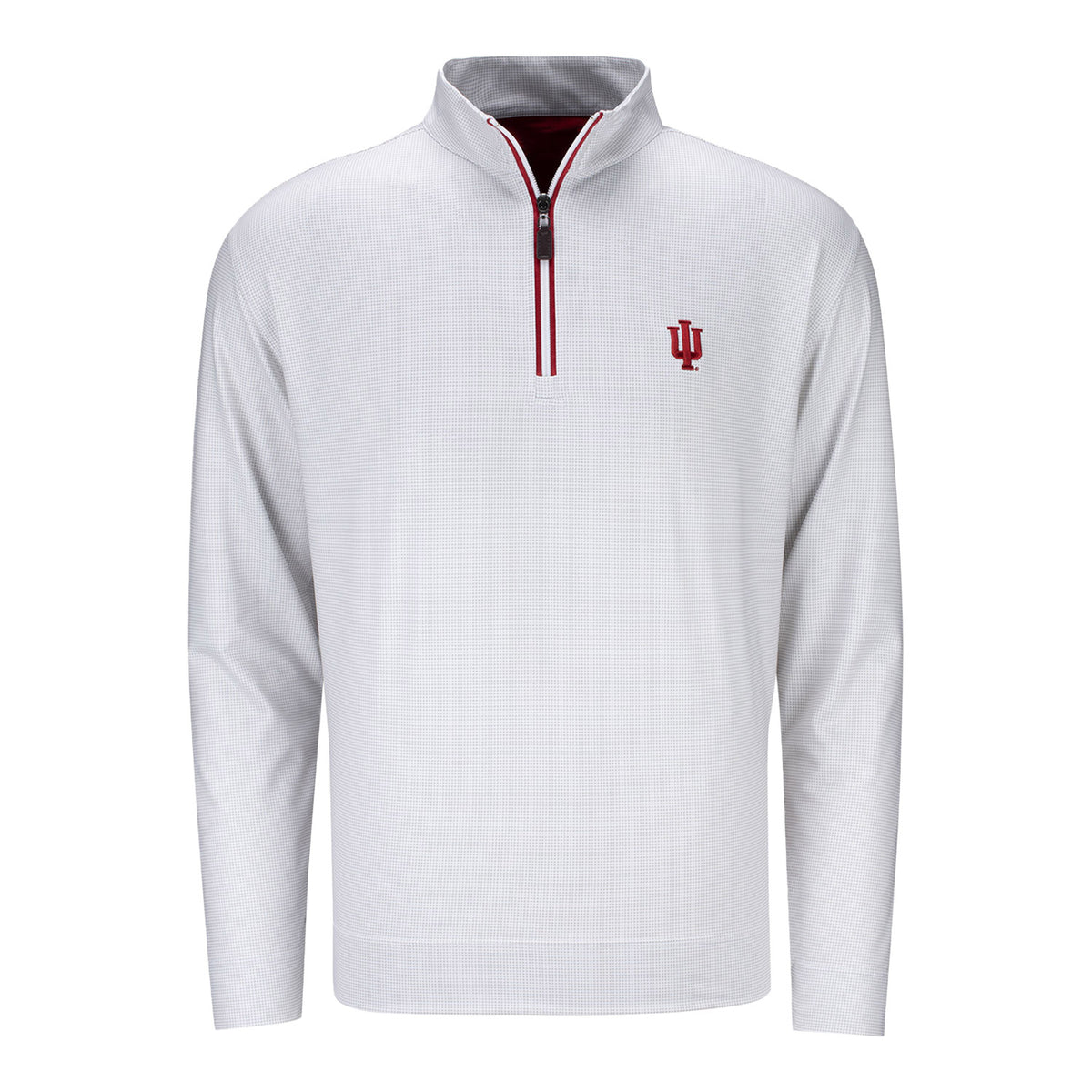 Indiana Hoosiers Fine Line Stripe 1/4 Zip Grey Jacket - Front View