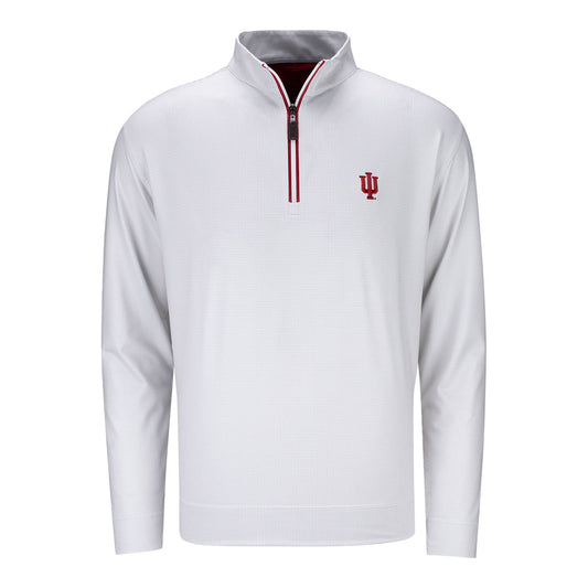 Indiana Hoosiers Fine Line Stripe 1/4 Zip Grey Jacket - Front View