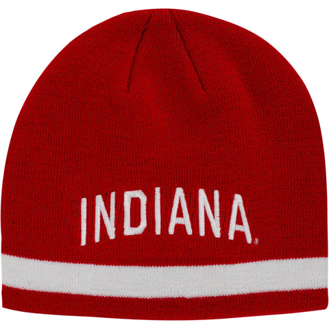 Indiana Hoosiers Adidas Wordmark Cuffless Knit Hat in Crimson - Front View