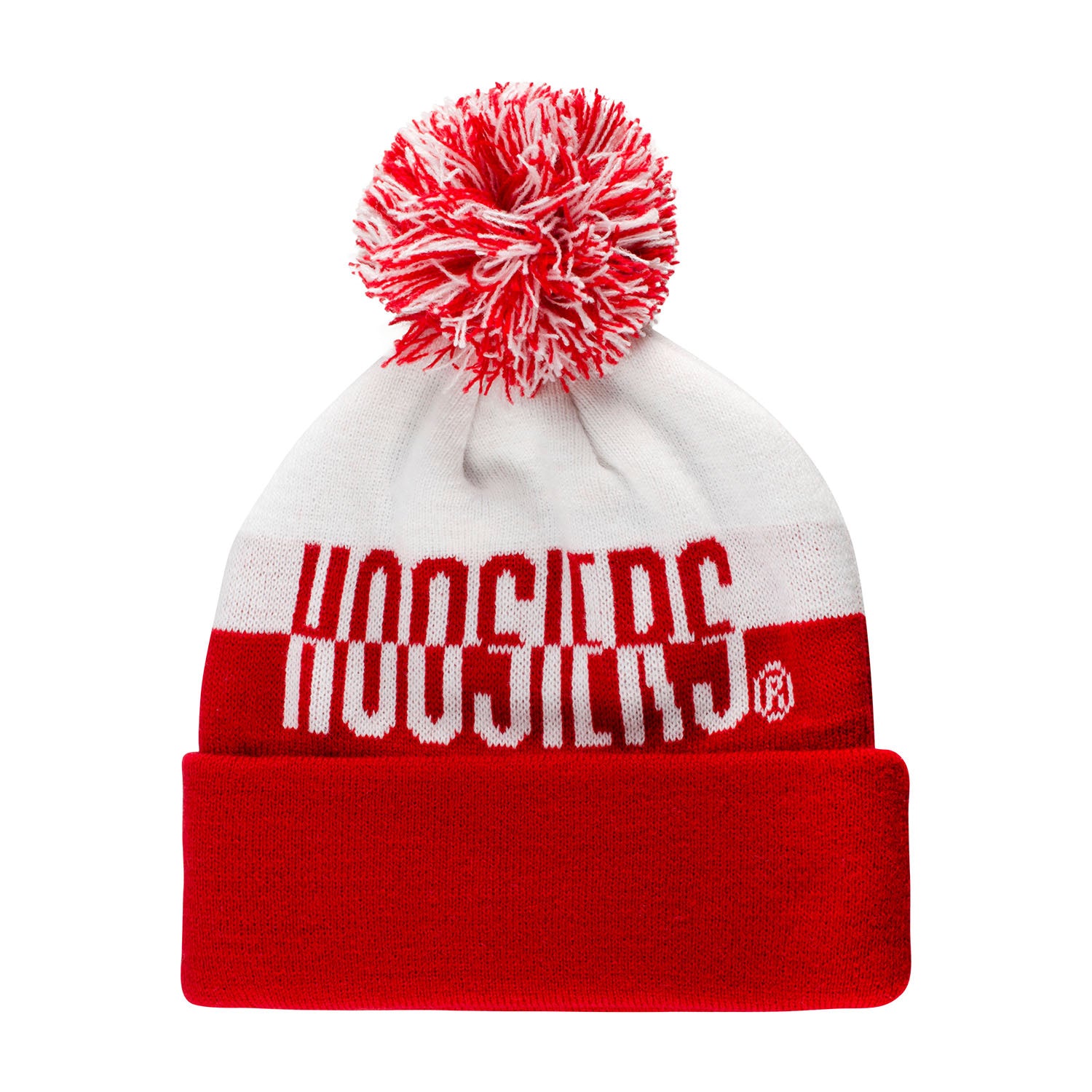 Indiana Hoosiers Adidas Two Tone Knit Hat in White and Crimson - Front View
