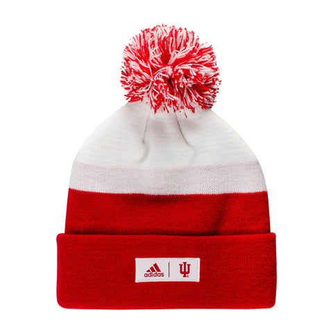 Indiana Hoosiers Adidas Two Tone Knit Hat in White and Crimson - Back View