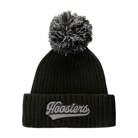 Indiana Hoosiers Adidas Script Hoosiers Knit Hat in Black - Front View