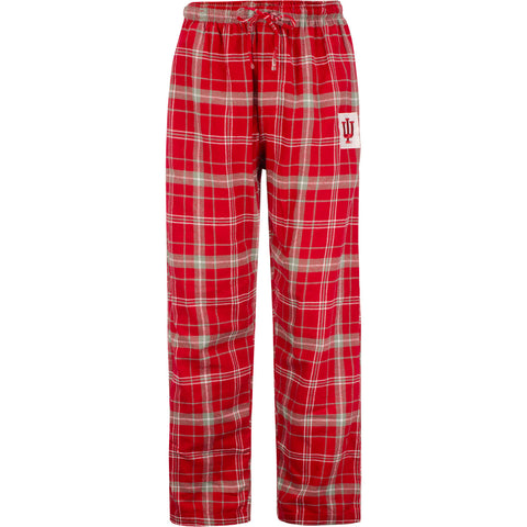 Indiana Hoosiers Plaid Flannel Pants in Crimson and Grey - Front View