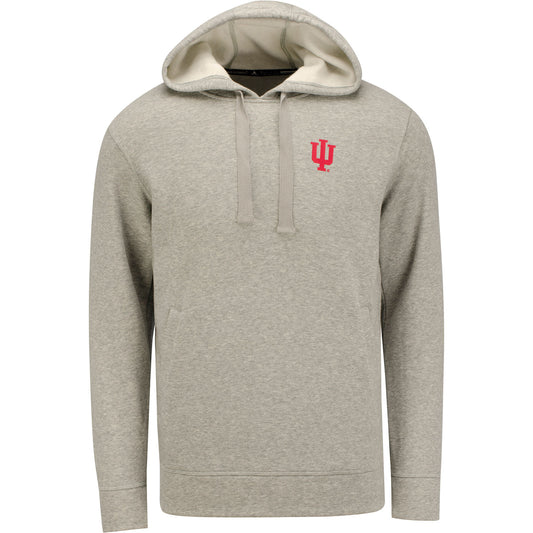Indiana Hoosiers Adidas Fleece Soccer Hooded Sweatshirt in Grey - Front View