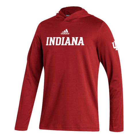 Indiana Hoosiers Adidas Stadium Hooded T-Shirt in Crimson - Front View