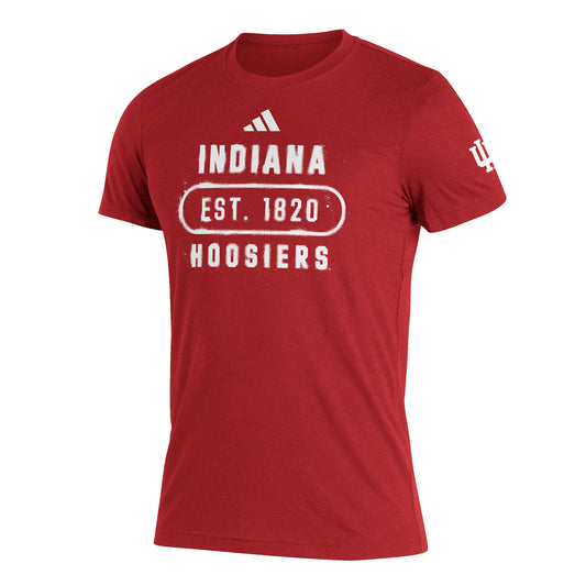 Indiana Hoosiers Adidas Vault Established T-Shirt in Crimson - Front View