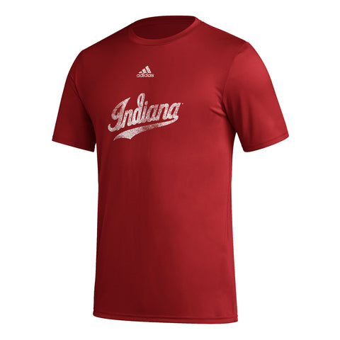 Indiana Hoosiers Adidas Vault Distressed Indiana T-Shirt in Crimson - Front View