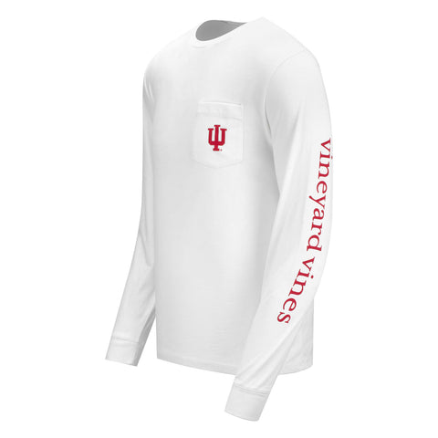 Indiana Hoosiers Hooded Vintage Whale White Long Sleeve T-Shirt - Side View