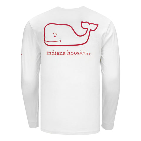 Indiana Hoosiers Hooded Vintage Whale White Long Sleeve T-Shirt - Back View