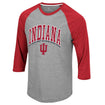 Indiana Hoosiers Raglan 3/4 Sleeve T-Shirt in Grey and Crimson - Front View