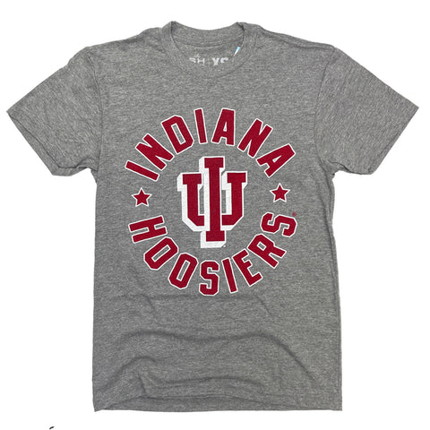 Indiana Hoosiers 90's Shadow T-Shirt in Grey - Front View