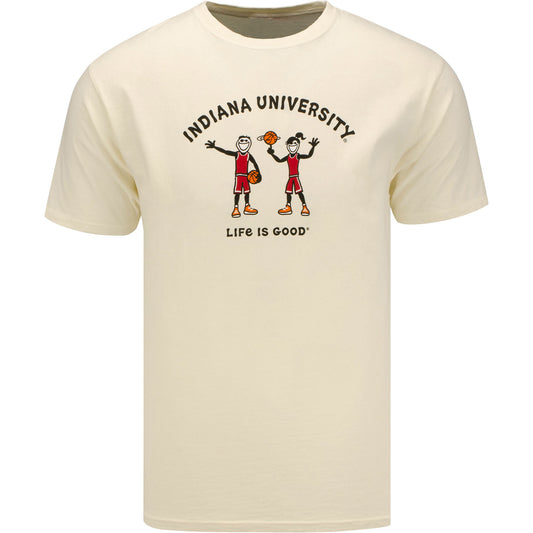 Indiana Hoosiers Life is Good Basketball T-Shirt in Tan - Front View