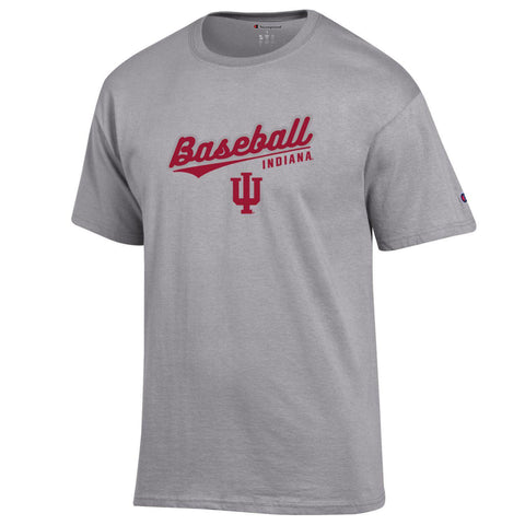 Indiana Hoosiers Script Baseball Grey T-Shirt - Front View