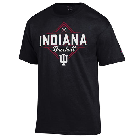 Indiana Hoosiers Diamond Baseball Black T-Shirt - Front View