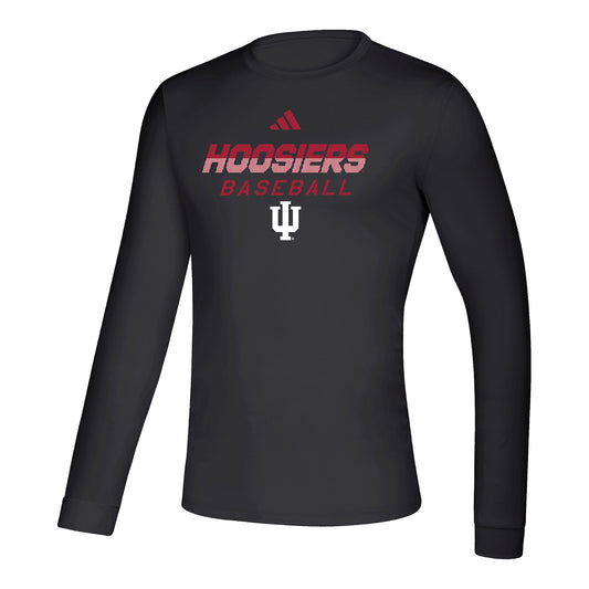 Indiana Hoosiers Adidas Creator Baseball Black Long Sleeve T-Shirt - Front View