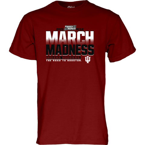 Indiana Hoosiers Men's Basketball 2023 March Madness Crimson T-Shirt - Front View