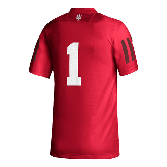 Indiana Hoosiers Adidas Football #1 Replica Crimson Jersey - Back View