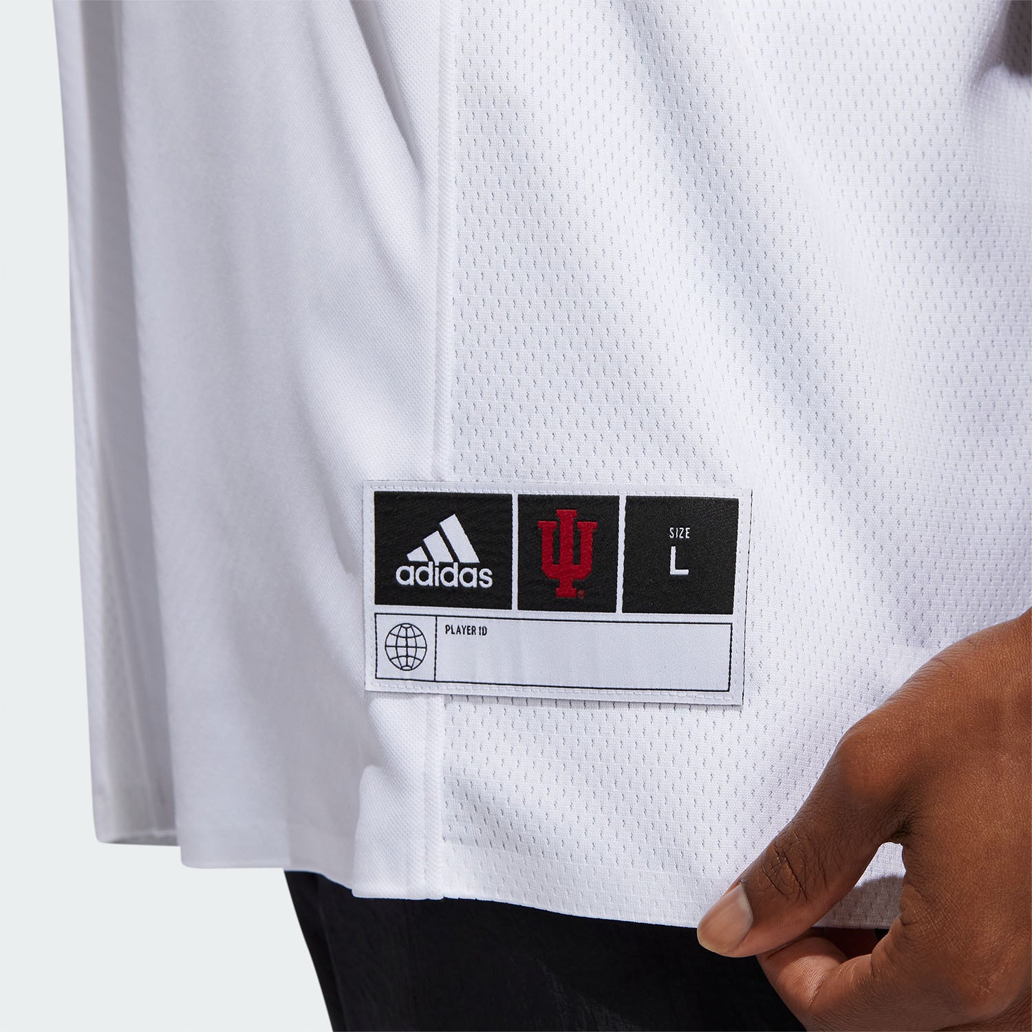 Indiana Hoosiers Adidas Football #1 Premier White Jersey - Tag View