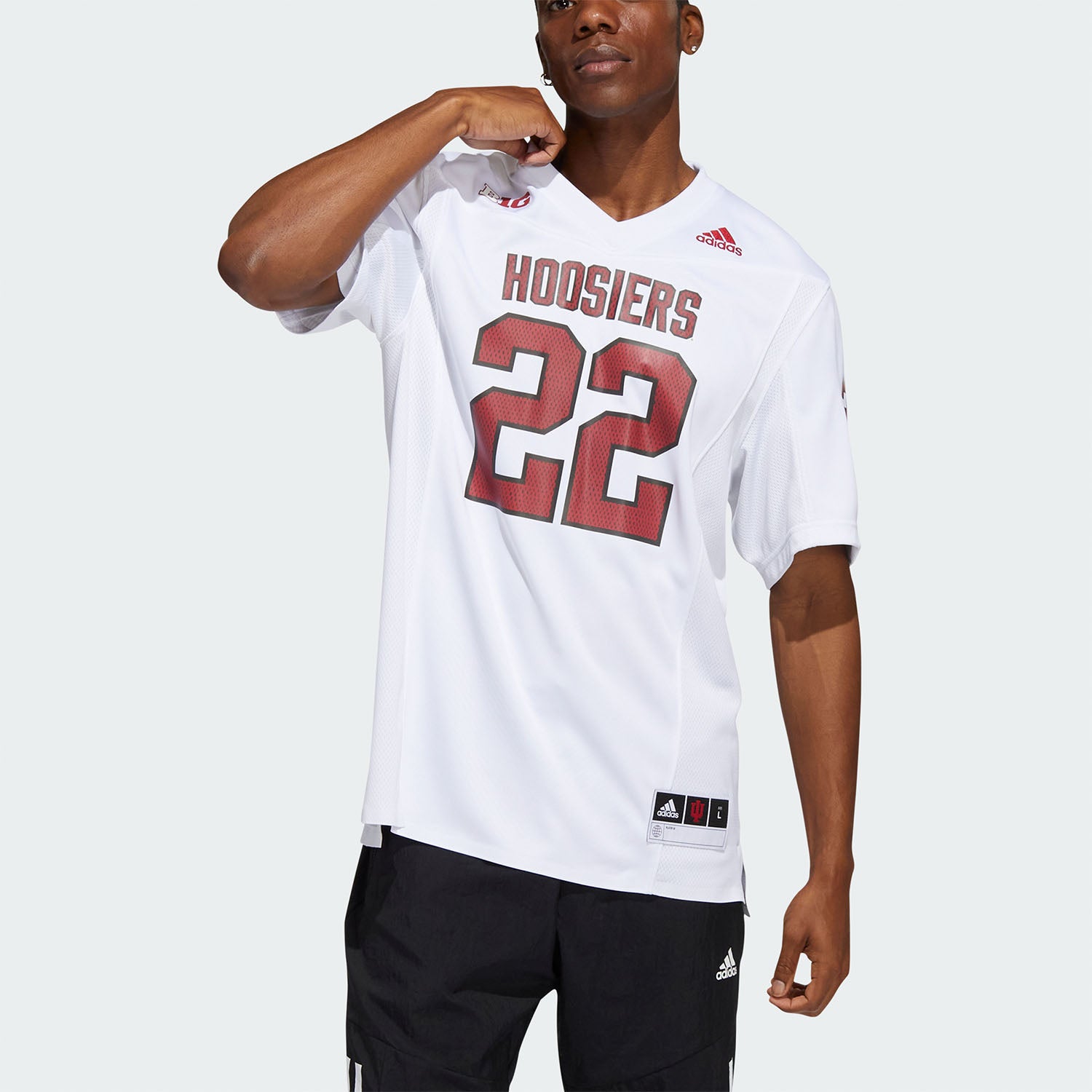 Indiana Hoosiers Adidas Football #1 Premier White Jersey - Front View