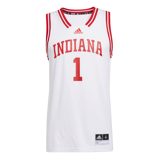 Indiana Hoosiers Adidas Basketball Retro Swingman #1 White Jersey - Front View