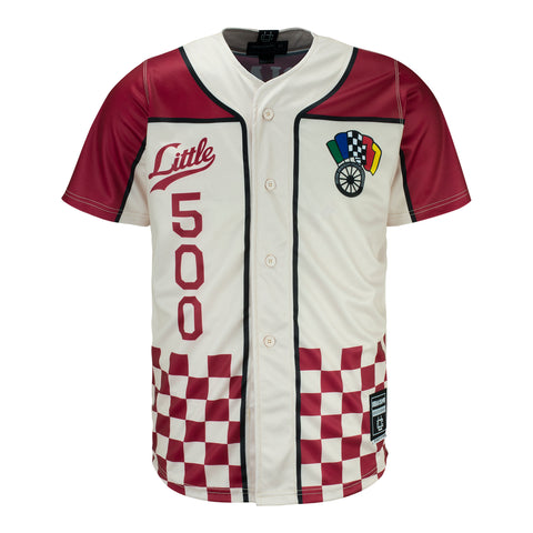 Indiana Hoosiers Little 500 Baseball Jersey in Cream and Crimson - Front View