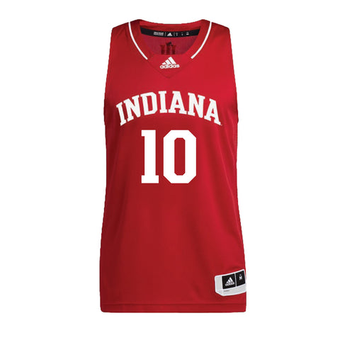 Indiana Hoosiers Adidas Student Athlete Men's Basketball Crimson Student Athlete Jersey #10 Kaleb Banks - Front View