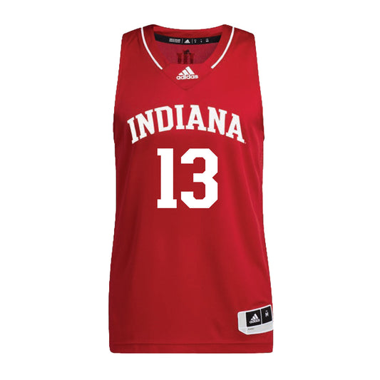 Indiana Hoosiers Adidas Student Athlete Crimson Men's Basketball Student Athlete Jersey #13 Shaan Burke - Front View