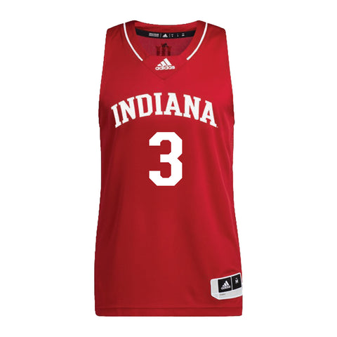 Indiana Hoosiers Adidas Student Athlete Crimson Men's Basketball Student Athlete Jersey #3 Anthony Leal - Front View