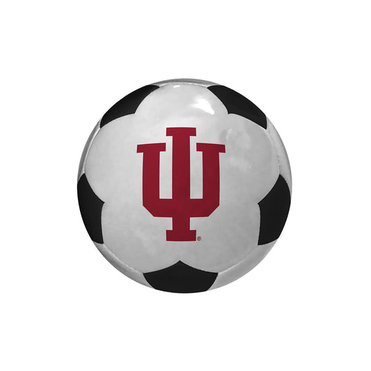 Indiana Hoosiers Mini Soccer Ball in White, Black, and Crimson - Front View