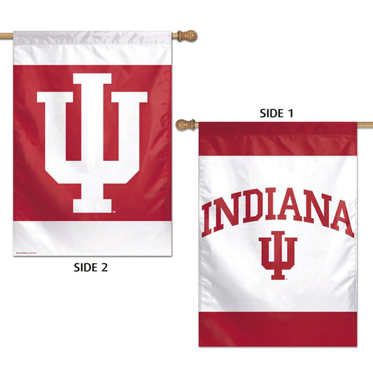 Indiana Hoosiers 28" x 40" 2 Sided Vertical Flag in White & Crimson - Front and Back View
