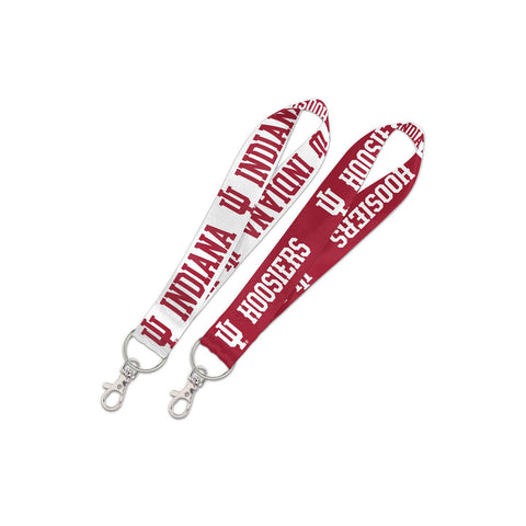 Indiana Hoosiers Key Strap Lanyard in Crimson and White - Front and Back View