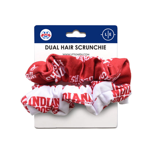 Indiana Hoosiers Duel Space Scrunchie in White and Crimson - Front View