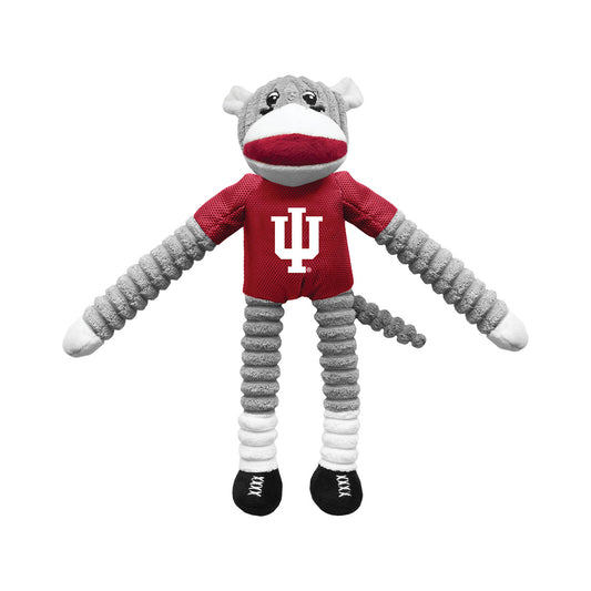 Indiana Hoosiers Pet Sock Monkey in Crimson and Grey - Front View
