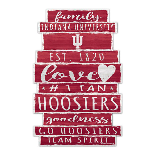 Indiana Hoosiers 11" x 17" Word Plank Wood Sign in Crimson - Front View