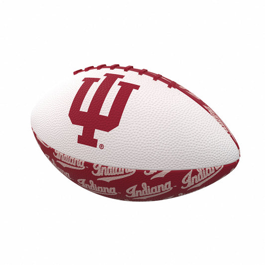Indiana Hoosiers Mini Football in White and Crimson - Front View