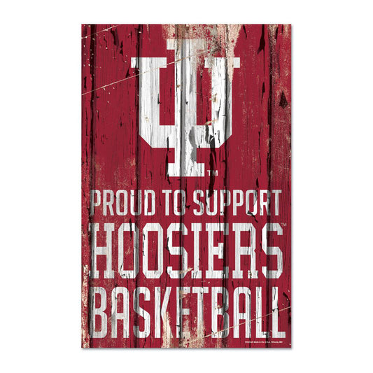 Indiana Hoosiers 11" x 17" Basketball Crimson Sign - Front View