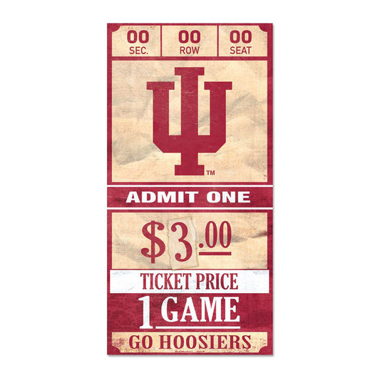 Indiana Hoosiers 6" x 12" Ticket Tan & Crimson Sign - Front View