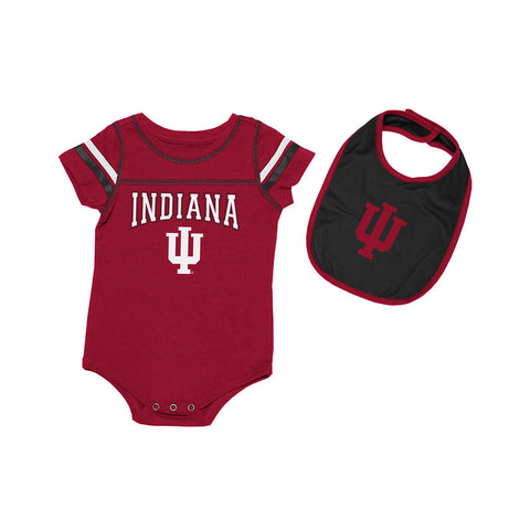 Infant Indiana Hoosiers Onesie & Bib Set in Crimson and Black - Front View