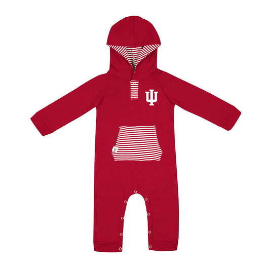 Infant Indiana Hoosiers Whowonkas Romper in Crimson - Front View