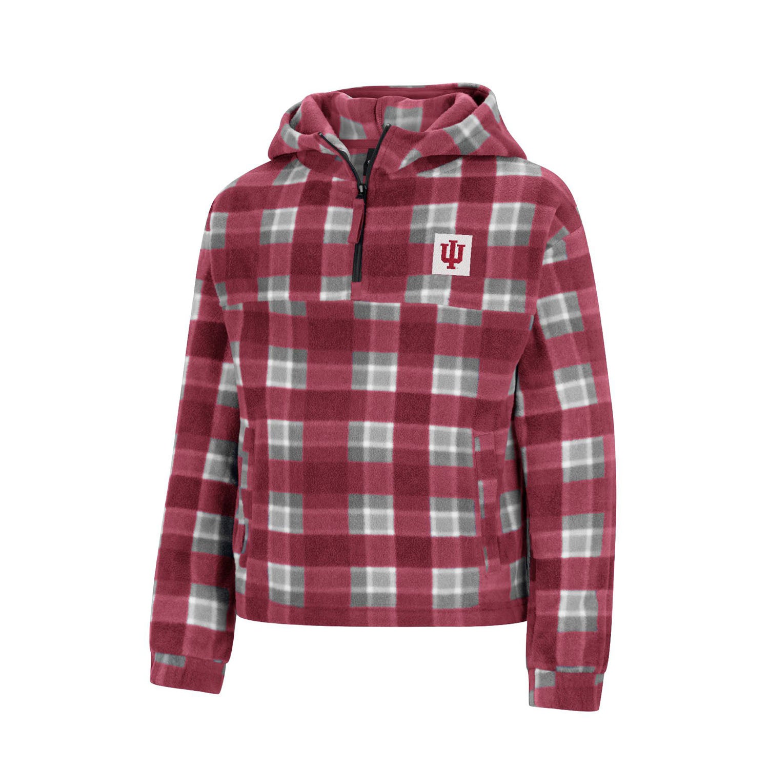 Girls Indiana Hoosiers Floofloovers 1/4 Zip Jacket in Crimson - Front View