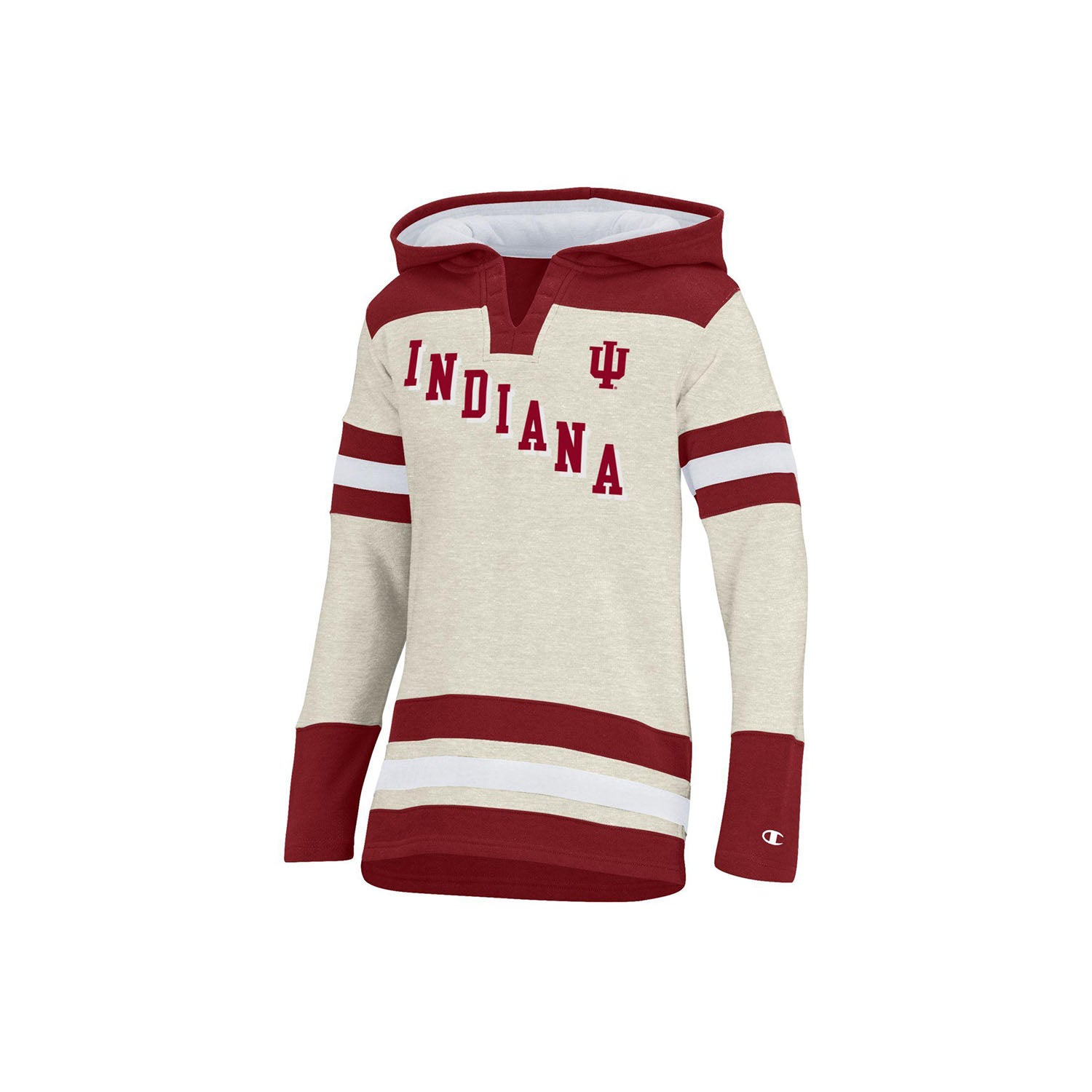 Youth Indiana Hoosiers Super Fan Hockey Hood in Oat - Front View