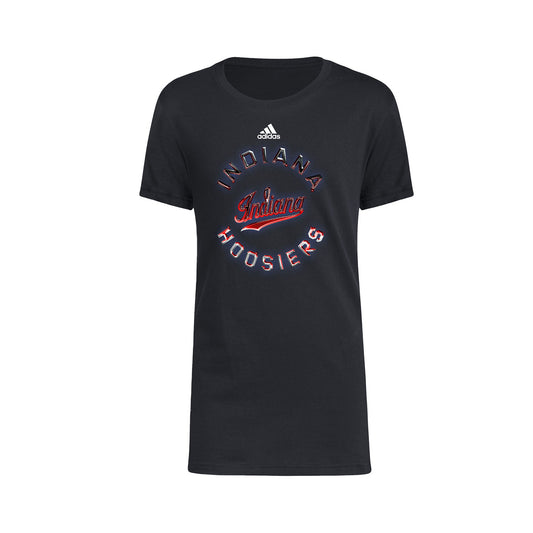 Youth Indiana Hoosiers Adidas Shades Fresh T-Shirt in Black - Front View
