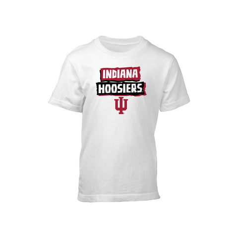 Youth Indiana Hoosiers Blend Stacked White T-Shirt - Front View
