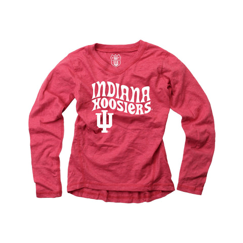 Youth Indiana Hoosiers Slub Tunic Long Sleeve Crimson T-Shirt - Front View